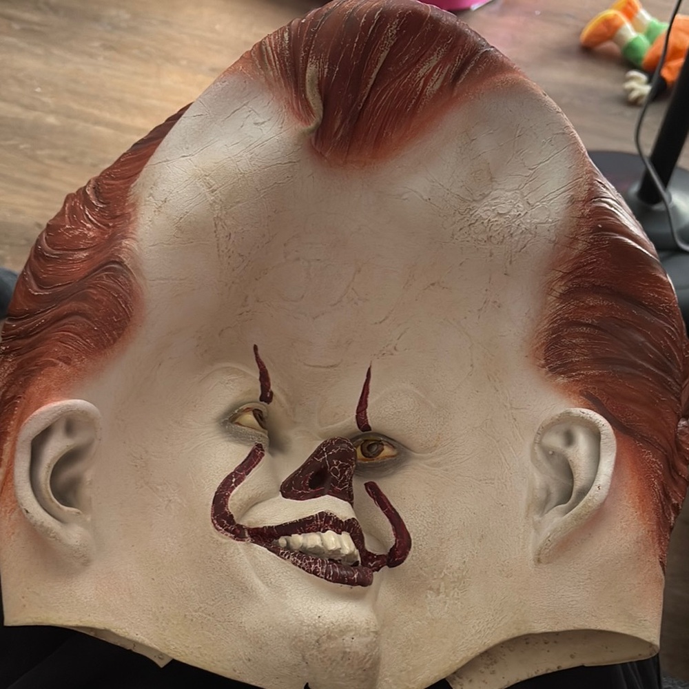 Creepy Clown Mask with Red Hair